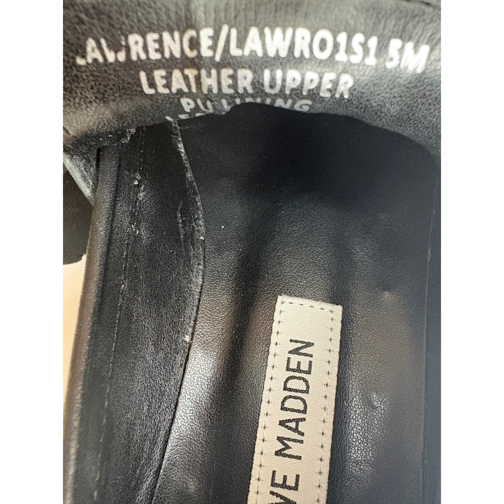 Steve Madden Lawrence Black Leather Chunky Platform Loafers Y2K Academia Sz 5 - Picture 10 of 10